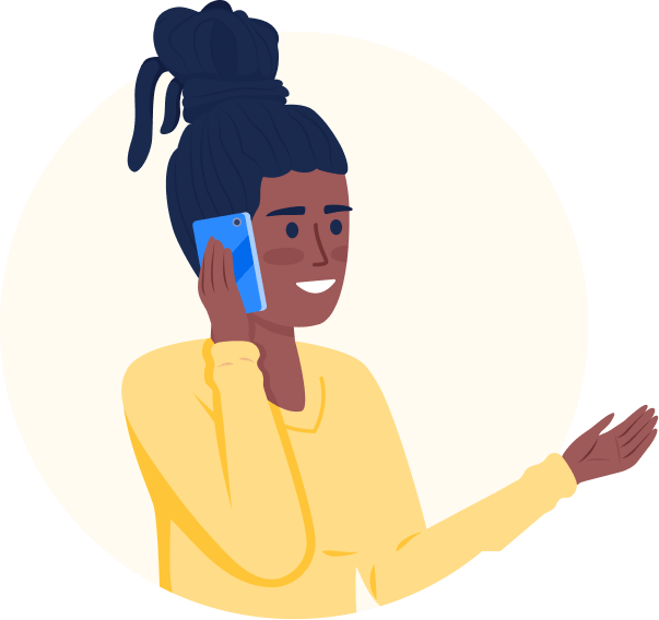 An African American on a phone illustration