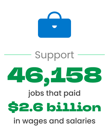 Support 44,476 jobs that paid $2.4 billion in wages and salaries