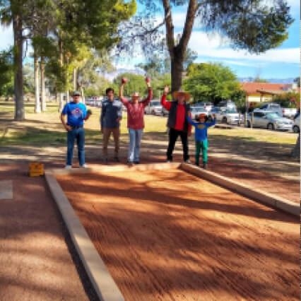 The bocce ball court in their local park.