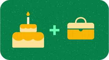cake with a candle and a suitcase