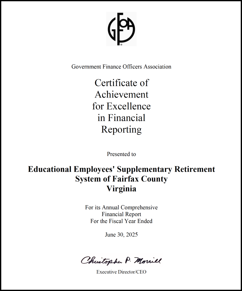 GFOA Award Certificates 2025